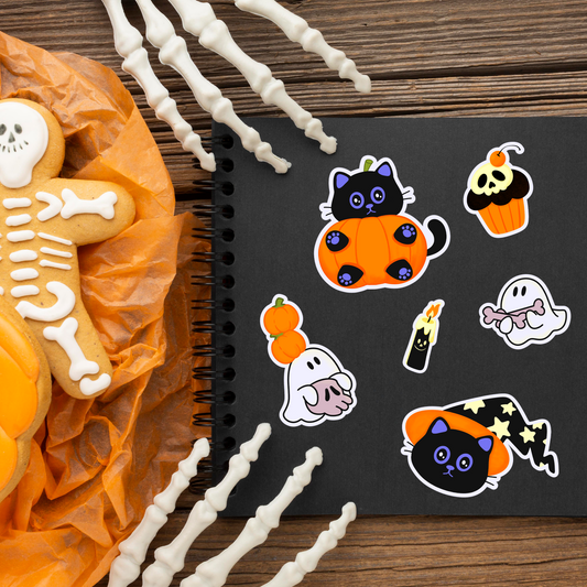 Tomo Cat - Halloween Spooky Cute Cat Sticker Pack - Halloween Sticker