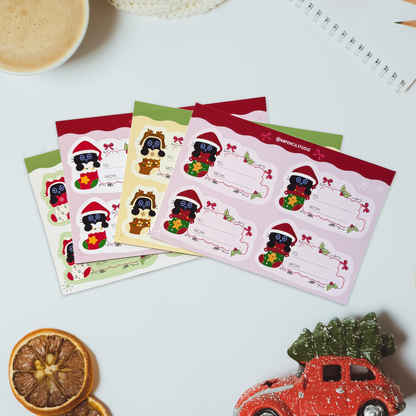 Tomo Cat - Christmas Gift Tag Stickers (4 sheets)