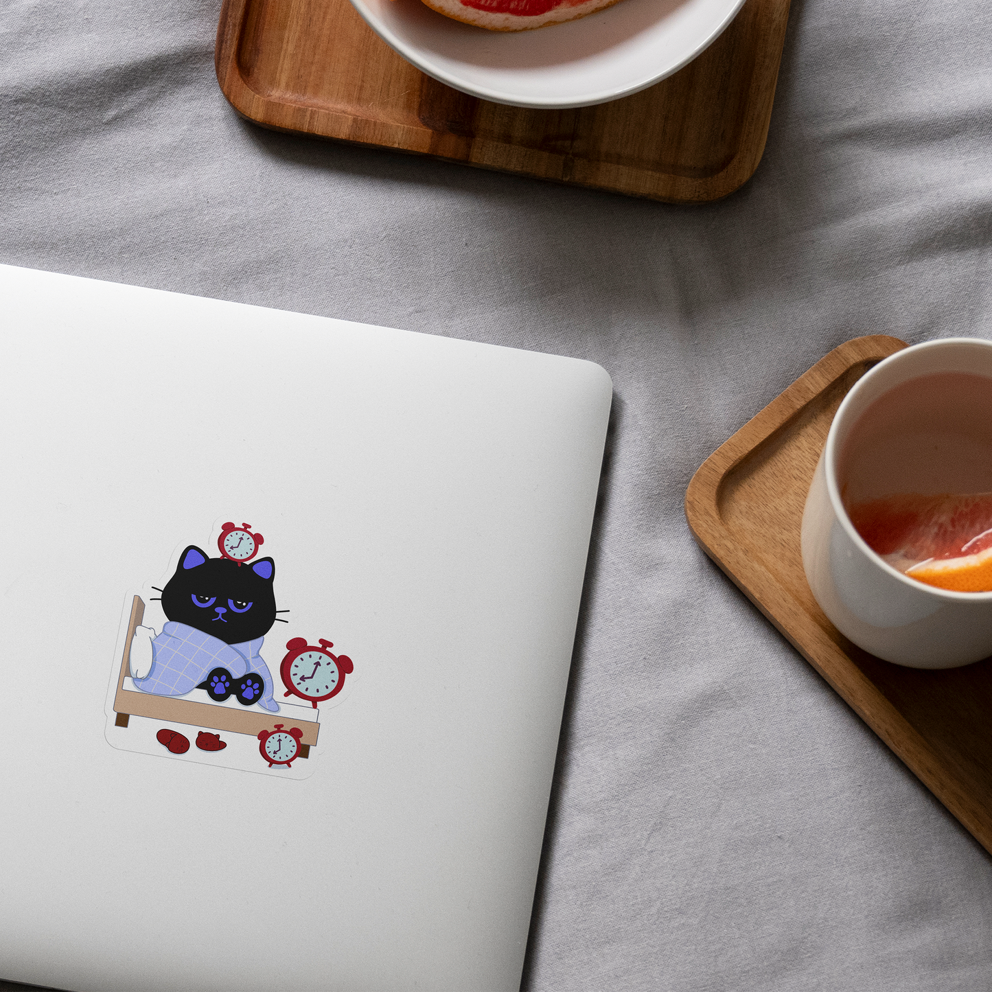 Tomo Cat - Monday Morning Snooze Cat Sticker  - Black Cat Sticker