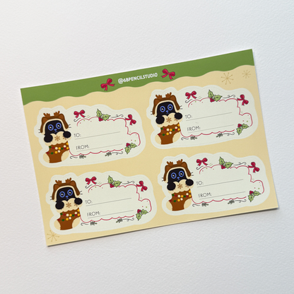 Tomo Cat - Christmas Gift Tag Stickers (4 sheets)