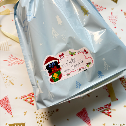 Tomo Cat - Christmas Gift Tag Stickers (4 sheets)