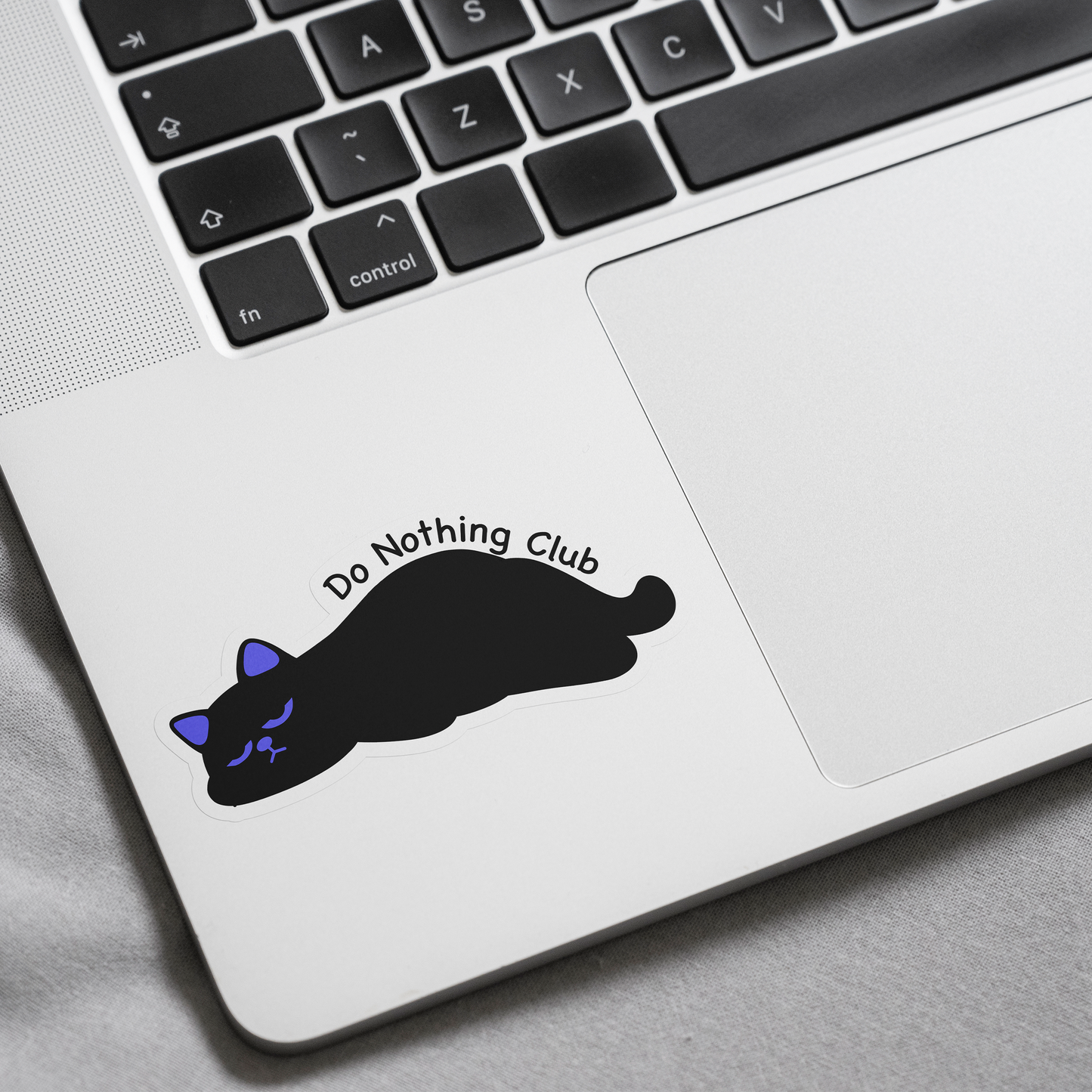 Tomo Cat - Do Nothing Club Sticker - Black Cat Sticker