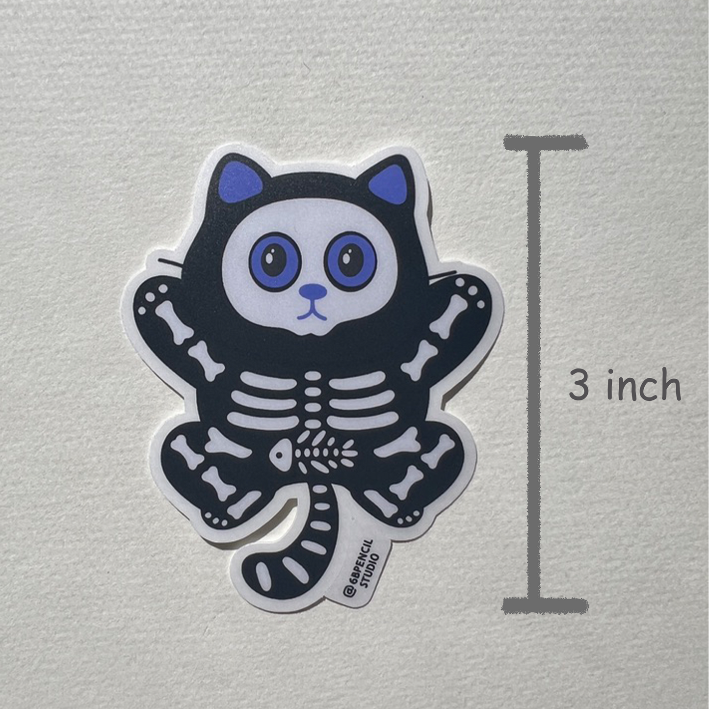 Tomo Cat - Skeleton Black Cat Sticker - Halloween Sticker