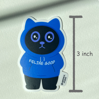 Tomo Cat - Feline Good Sticker - Funny Black Cat Sticker