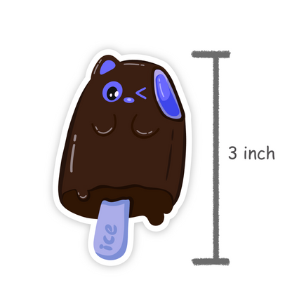 Tomo - Black Cat Ice Cream Sticker - Black Cat Character Sticker