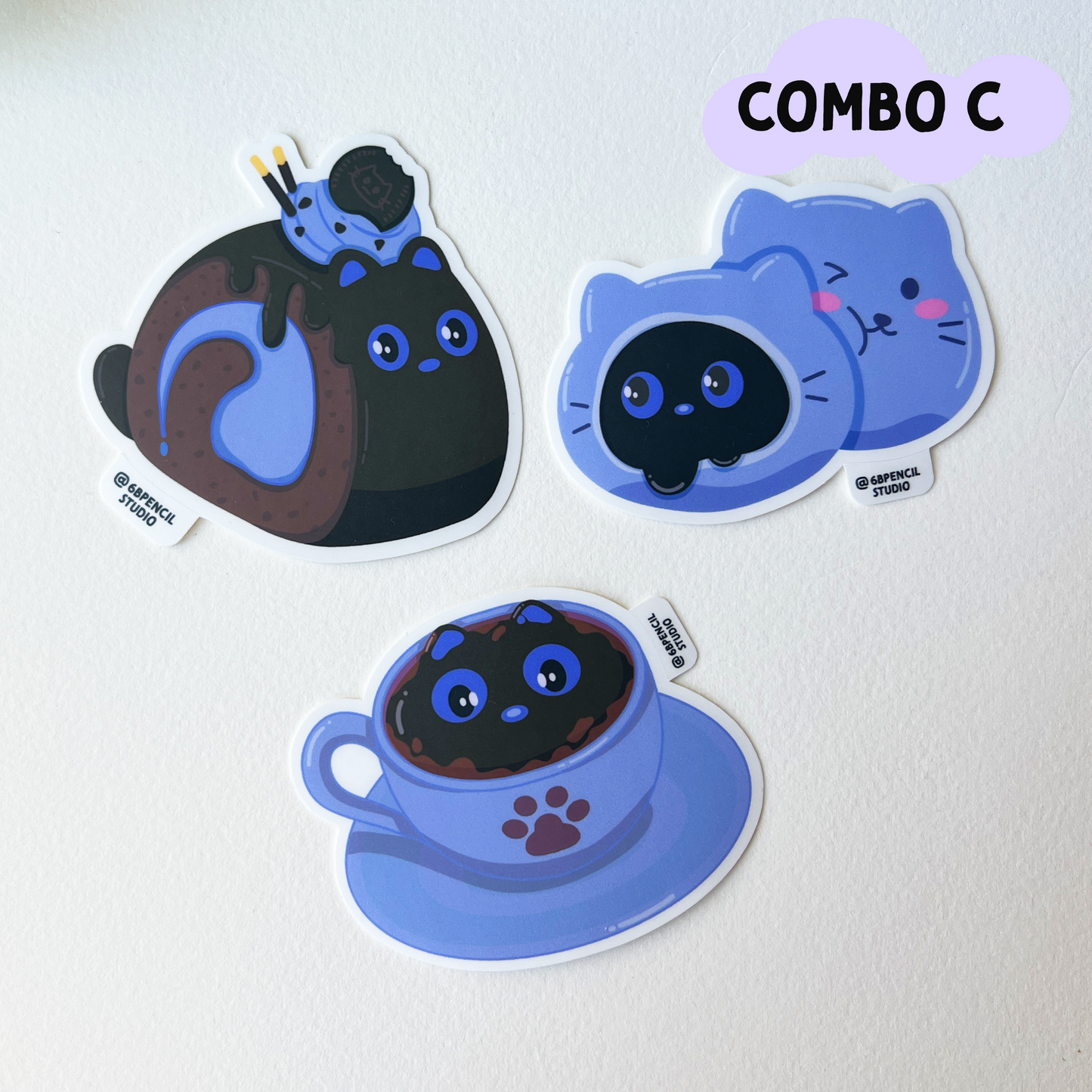 Tomo - Dessert-Themed Black Cat Sticker Pack