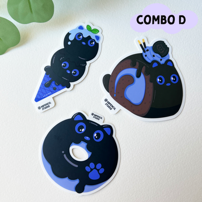 Tomo - Dessert-Themed Black Cat Sticker Pack