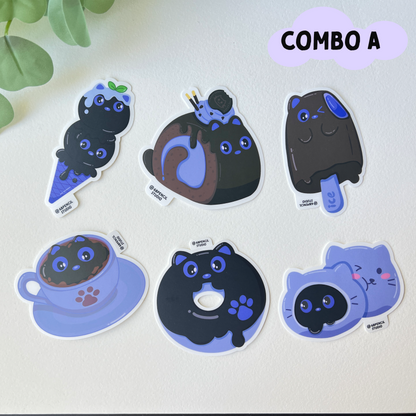 Tomo - Dessert-Themed Black Cat Sticker Pack