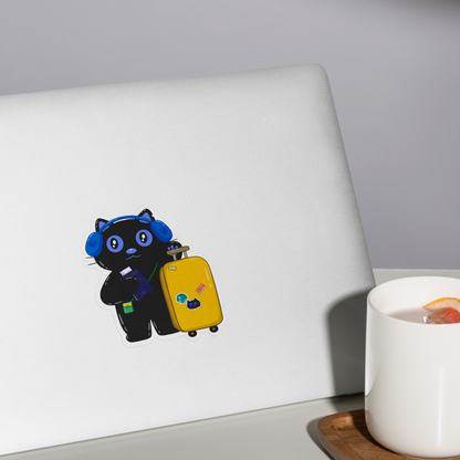 Tomo Travel Series - Onboarding/ Ready to Go - Funny Black Cat  MATTE Sticker