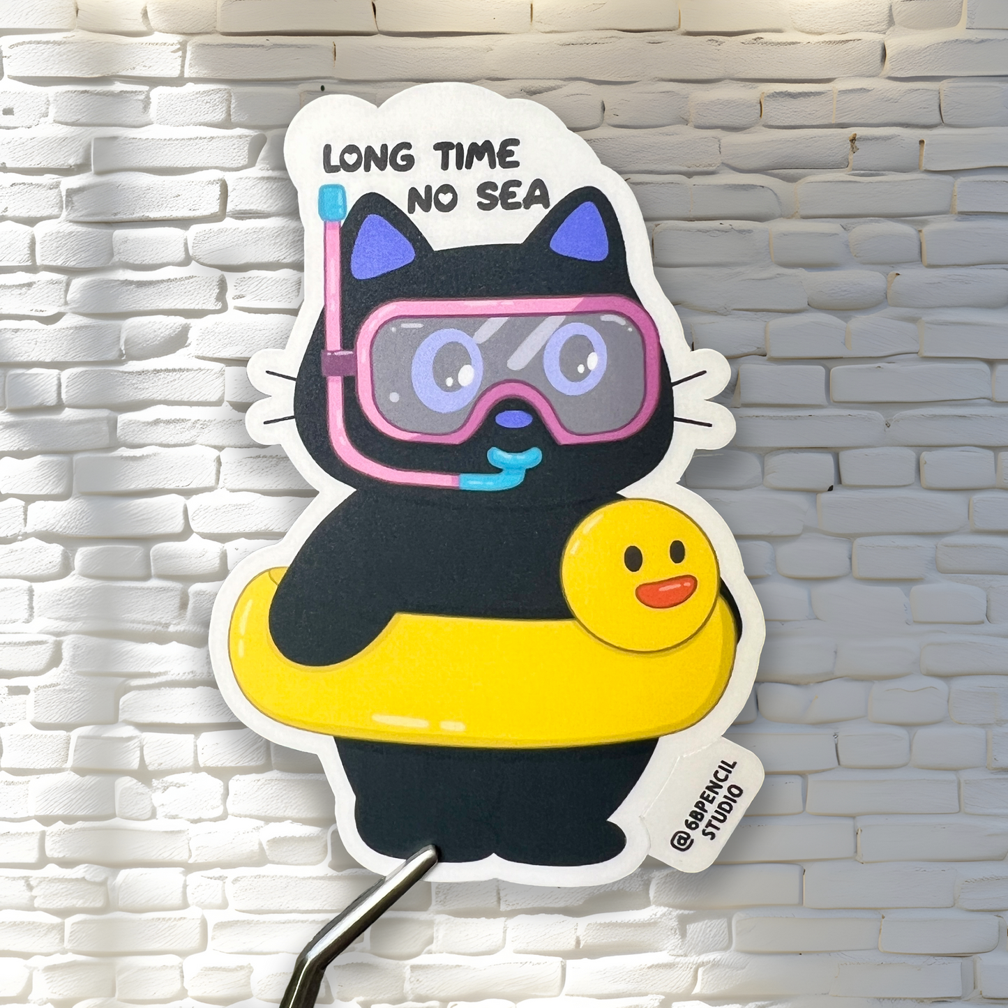 Tomo - Travel Series - Long Time No Sea - Black Cat Sticker