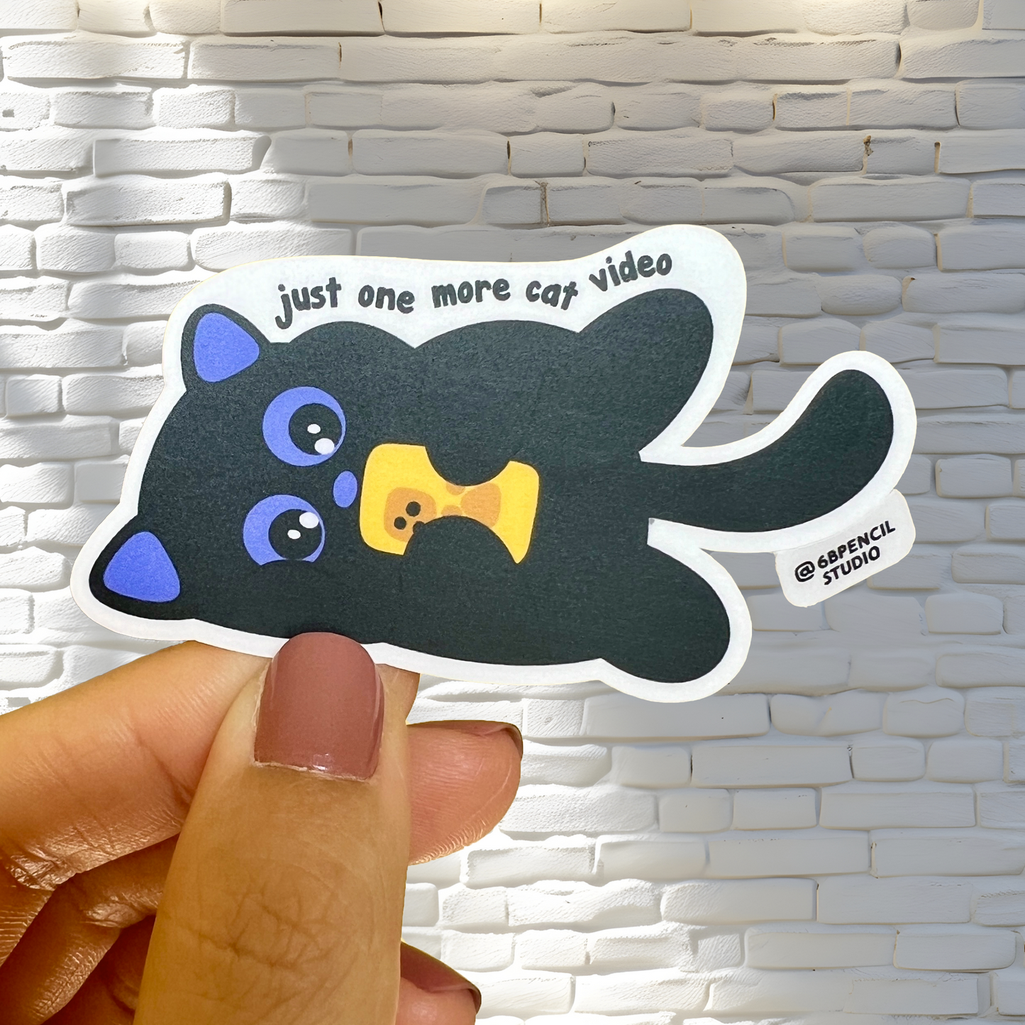 Tomo Cat - Just One More Cat Video - Black Cat Sticker