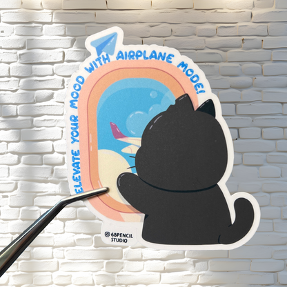 Tomo Travel Series - Airplane Mode - Black Cat Sticker