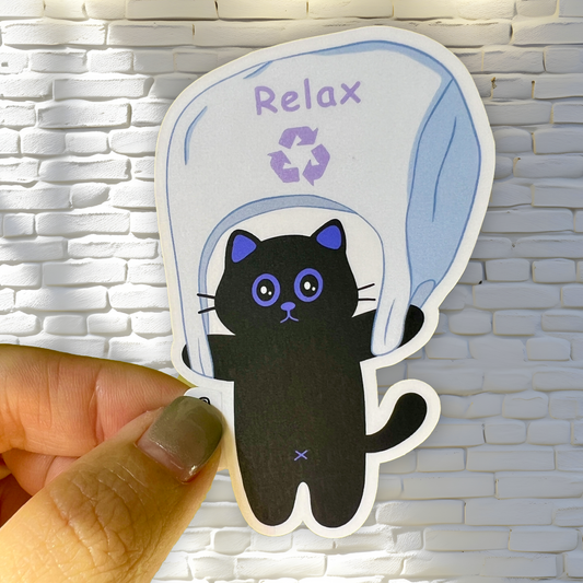 Tomo Cat - Relax Sticker - Black Cat Sticker