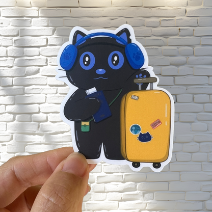 Tomo Travel Series - Onboarding/ Ready to Go - Funny Black Cat  MATTE Sticker