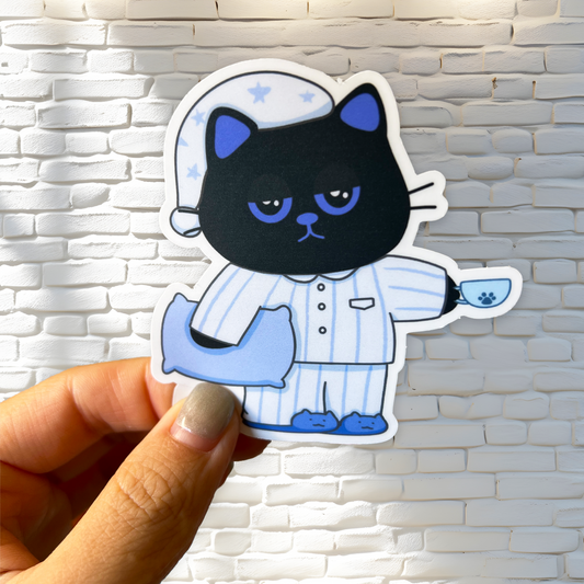 Tomo Cat - Sleepy Cat in Pajamas Sticker