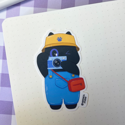 Tomo Travel Series - Taking Photos - Black Cat Sticker