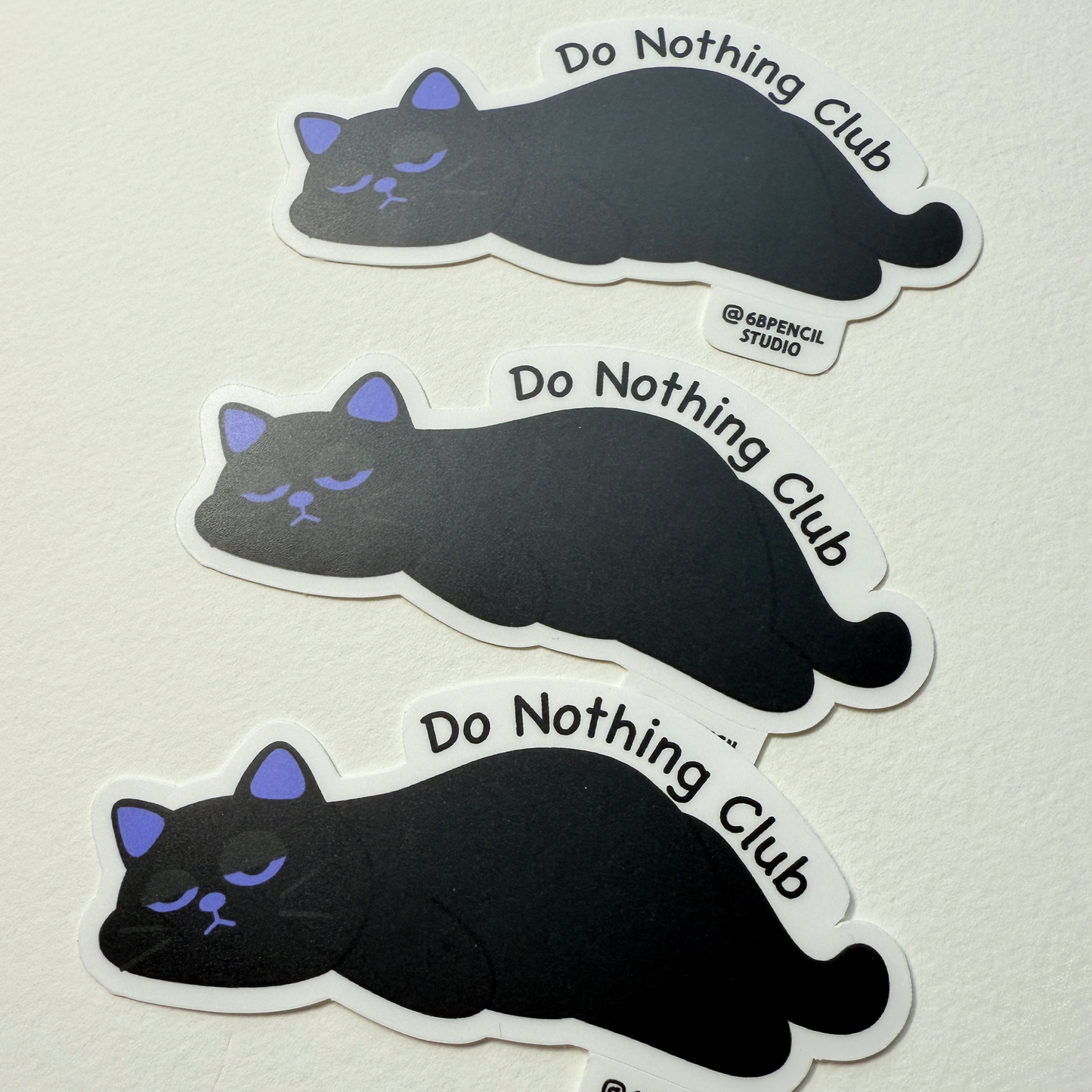 Tomo Cat - Do Nothing Club Sticker - Black Cat Sticker