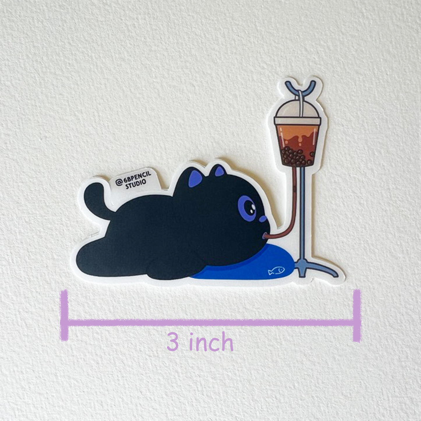 Tomo Cat - Cat Drinking Boba - Black Cat Sticker