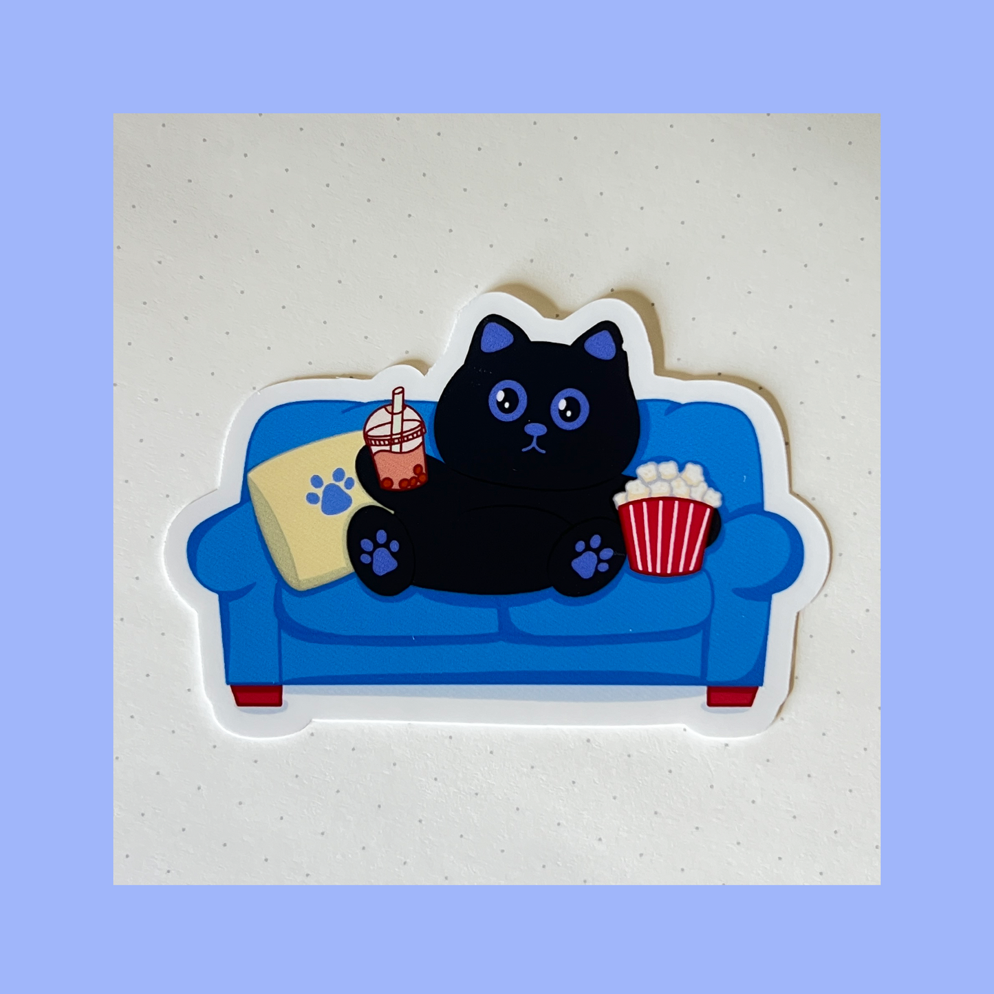 Tomo Cat - Sitting on Sofa - Black Cat Sticker