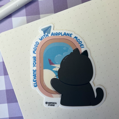 Tomo Travel Series - Airplane Mode - Black Cat Sticker