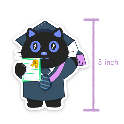 Tomo - Graduation Sticker - Cat Character Sticker