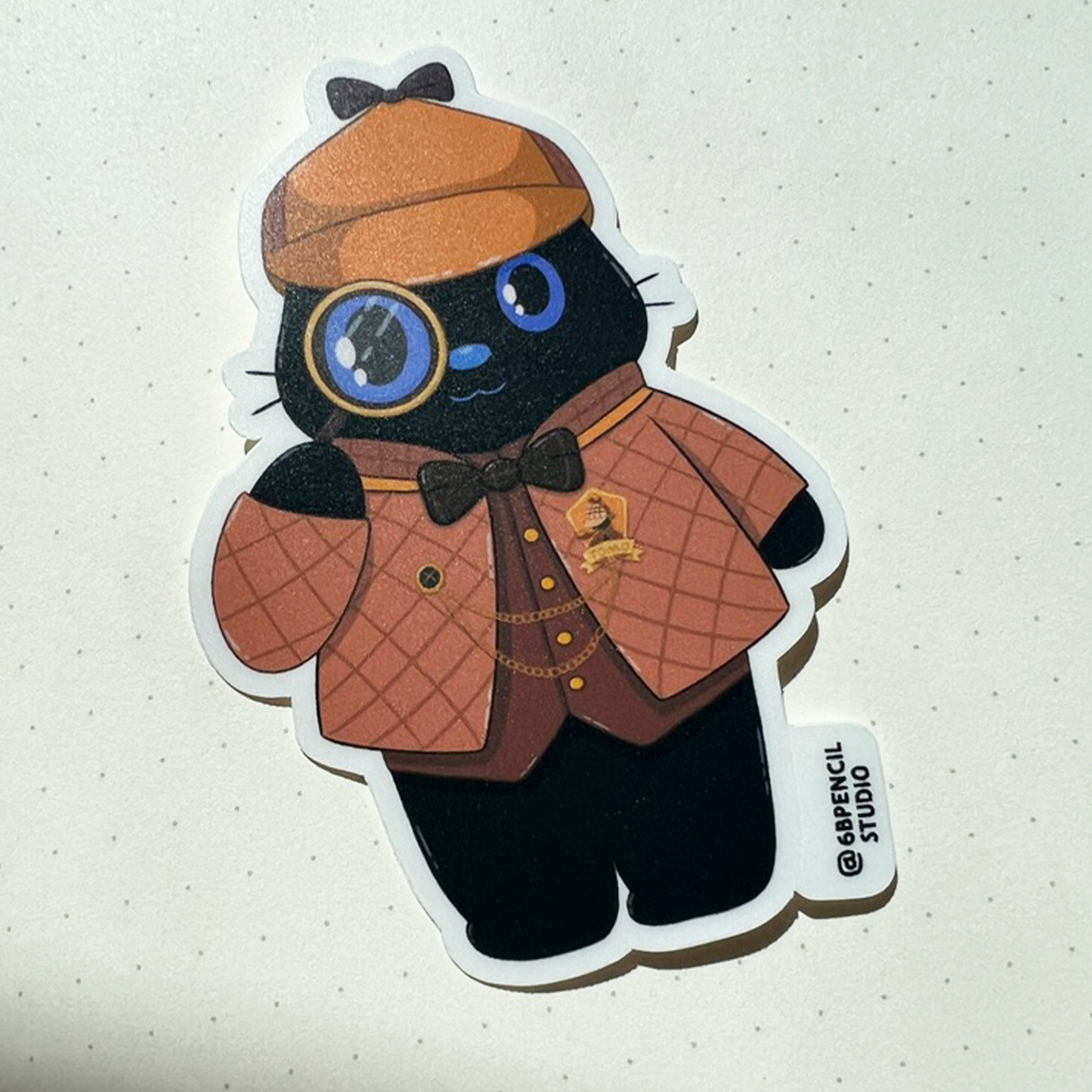 Detective Tomo - Holding Magnifier - Black Cat Sticker