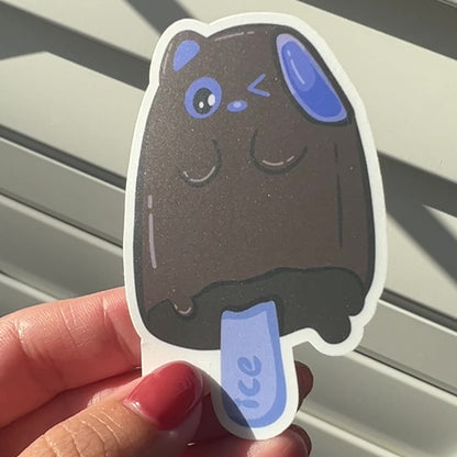 Tomo - Black Cat Ice Cream Sticker - Black Cat Character Sticker