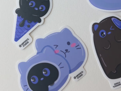 Tomo - Dessert-Themed Black Cat Sticker Pack